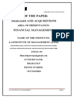 Title of The Paper:: Mergers and Acquisitions Financial Management