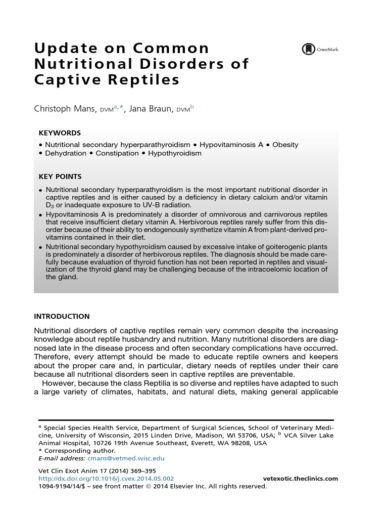 Nutritional Disorders in Captive Reptiles | PDF | Hypothyroidism ...
