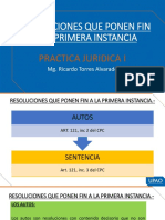 Las Resoluciones Que Ponen Fin A La Primera Instancia y Los Medios Impugnatorios