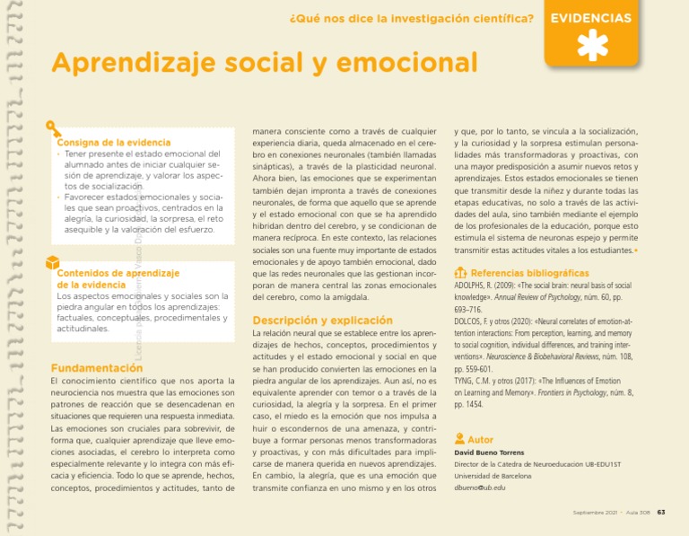 Aprendizaje Social y Emocional | PDF | Las emociones | Neurona