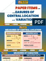 Past Paper Items On Measures of Central Locationa and Variation