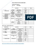 Physical Fitness Test (PFT) Score Sheet