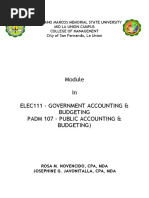 In Elec111 - Government Accounting & Budgeting Padm 107 - Public Accounting & Budgeting)