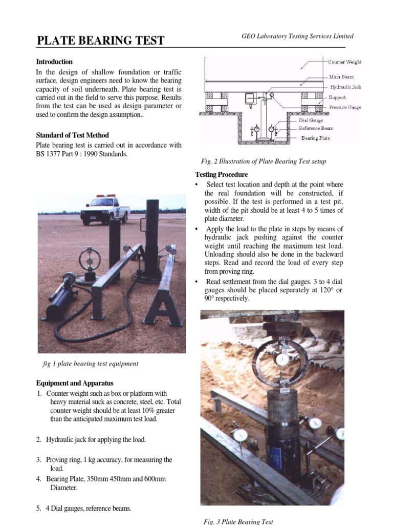 GEOLABPlate Bearing Test PDF Mechanical Engineering Applied And