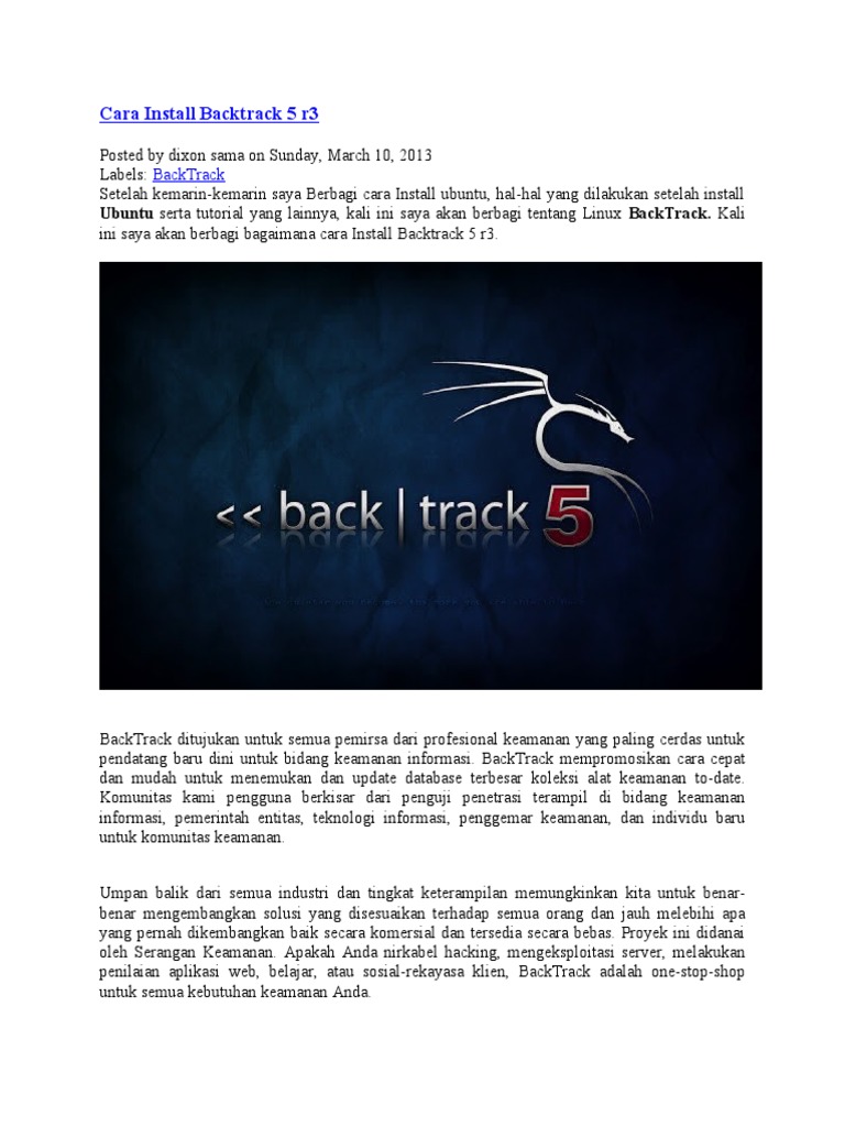 Panduan Instalasi Backtrack 5 r3 | PDF | Komputer | Teknologi & Rekayasa