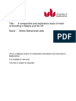 Title: A Comparative and Exploratory Study of Motor Oil Branding in Nigeria and The UK Name: Shehu Mohammed Jallo