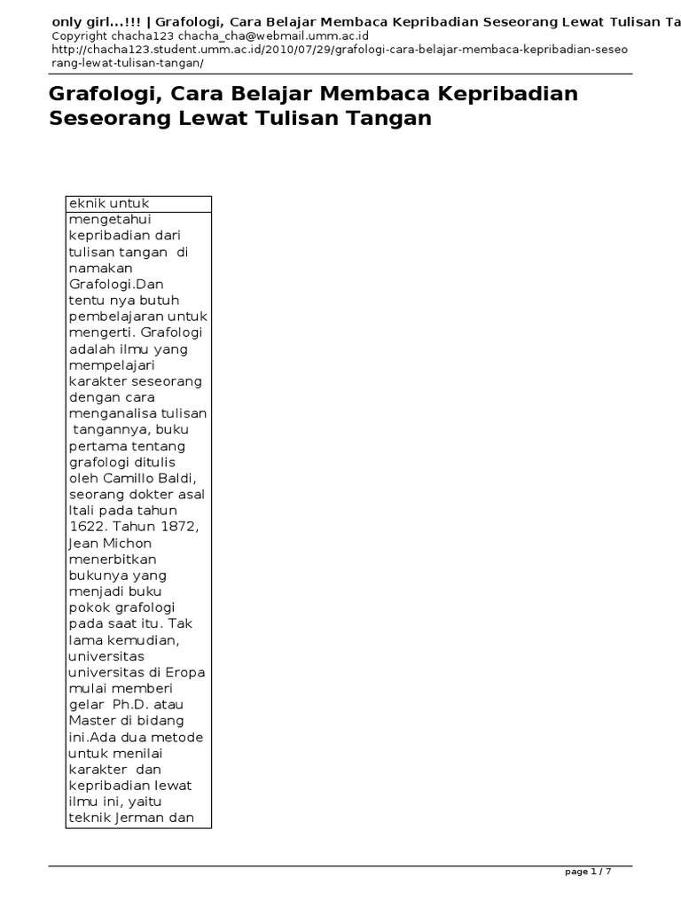 Grafolog seni membaca karakter melalui tulisan tangan