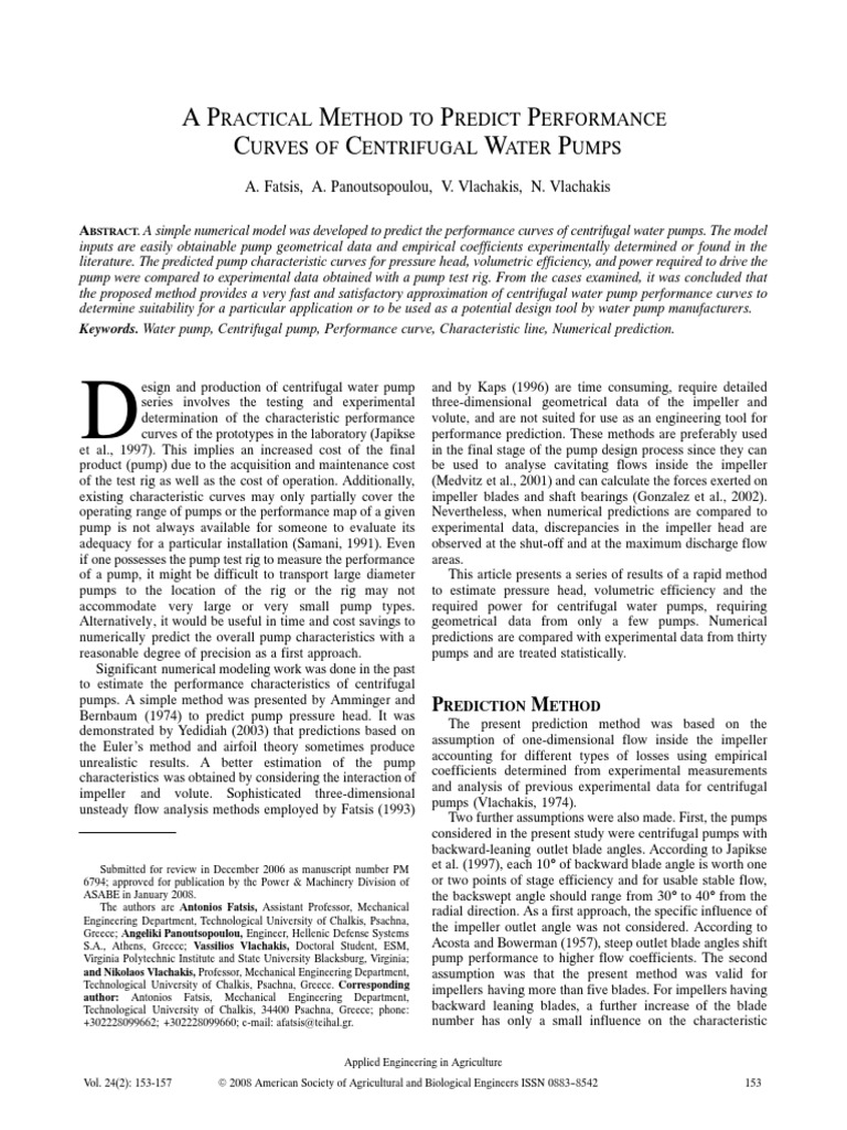 Predicting Centrifugal Pump Performance | PDF | Pump | Flow Measurement