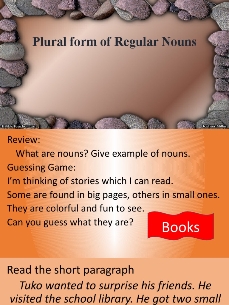 Plural Forms of Regular Nouns PDF Plural Language Mechanics