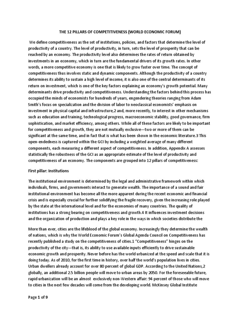 The 12 Pillars of Competitiveness (World Economic Forum) | Download ...