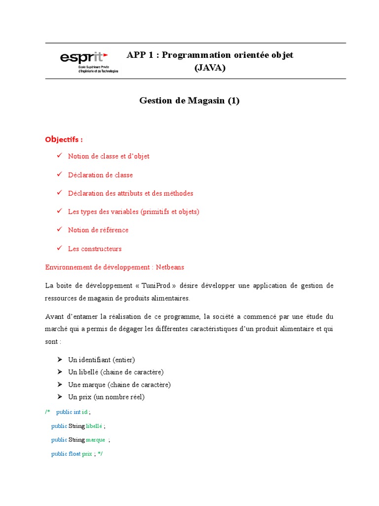 Gestion de produits en Java OOP | PDF | Informatique | Développement de ...