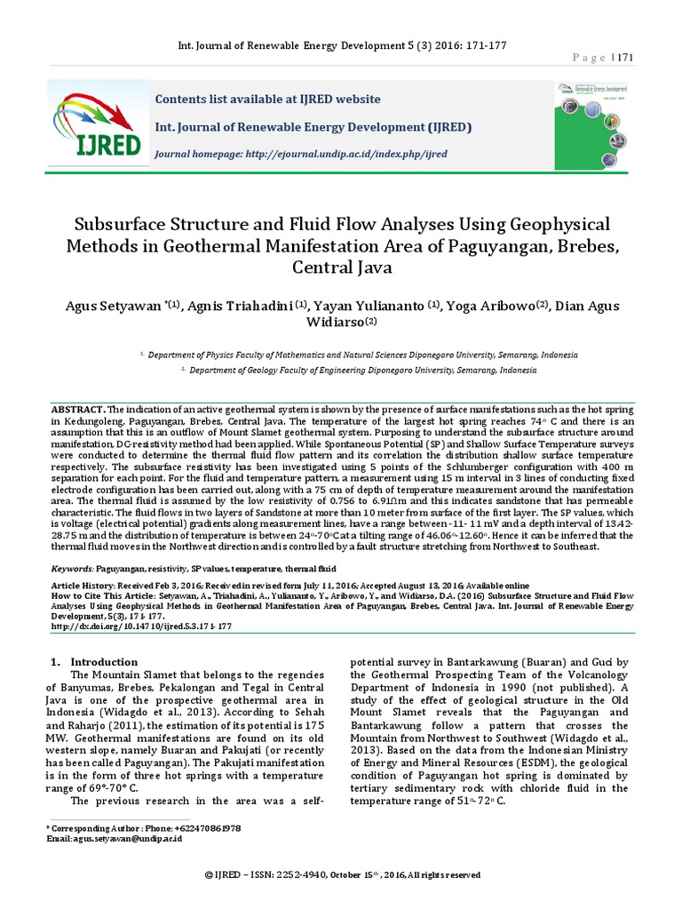 Subsurface Structure and Fluid Flow Analyses Using Geophysical Methods ...