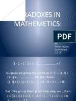 Paradoxes in Mathemetics:: BY: Vishal Kapoor, Sumit Goyal. C.S: B'