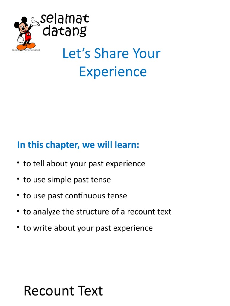 Let's Share Your Experience | PDF | Grammatical Tense | Verb