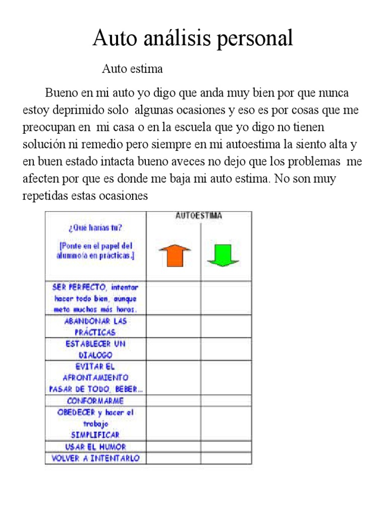 Autoanálisis personal y metas educativas | PDF | Relaciones personales ...