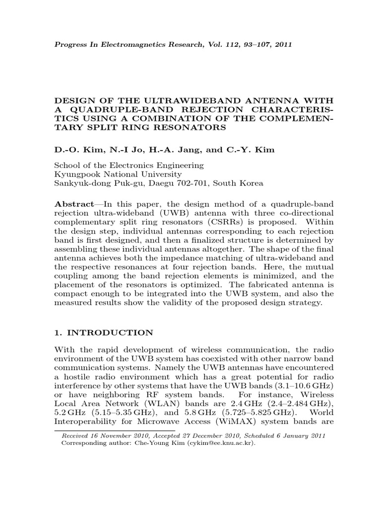 Quadruple-Band Rejection UWB Antenna | PDF | Antenna (Radio) | Ultra ...