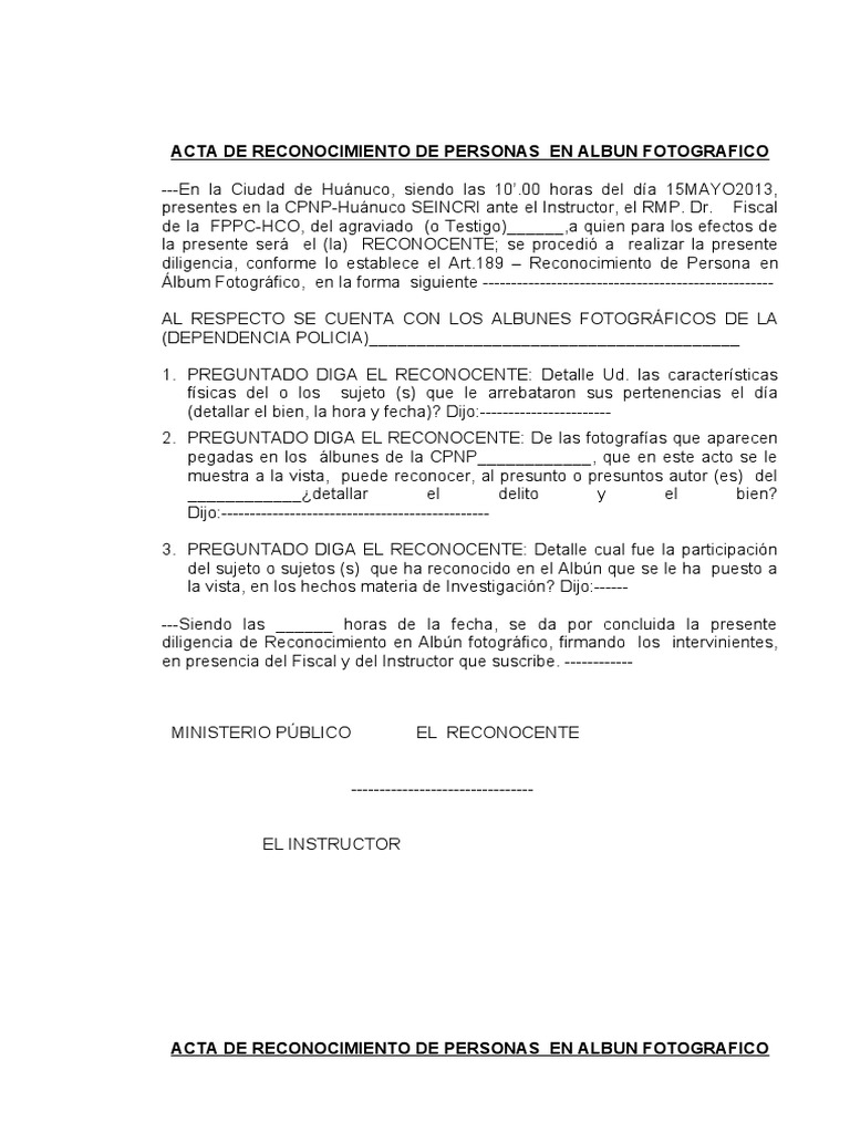 Acta de Reconocimiento de Personas en Albun Fotografico PDF