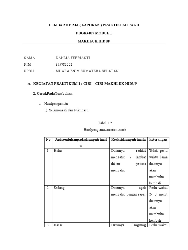 Laporan Praktikum Ipa Modul 1 | PDF