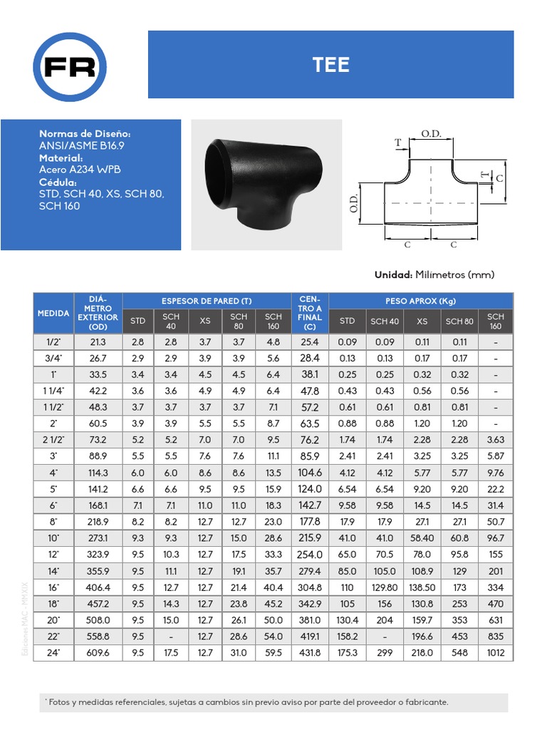 Dimensiones y Pesos de Tee de Acero | PDF