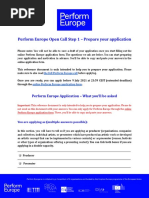 Perform Europe Open Call Step 1 - Prepare Your Application