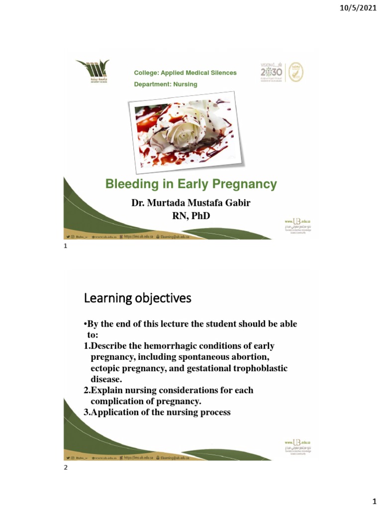 Early Pregnancy Bleeding Causes & Care | PDF | Miscarriage | Pregnancy