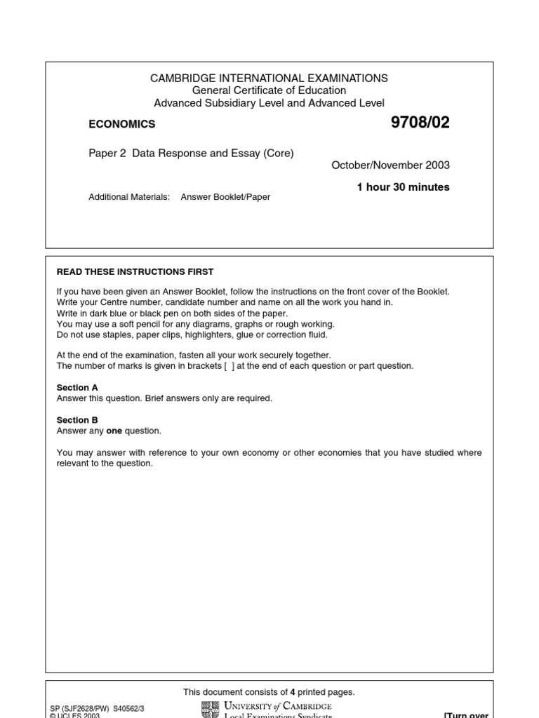 9708 w03 QP 2 | PDF | Fair Trade | Labour Economics