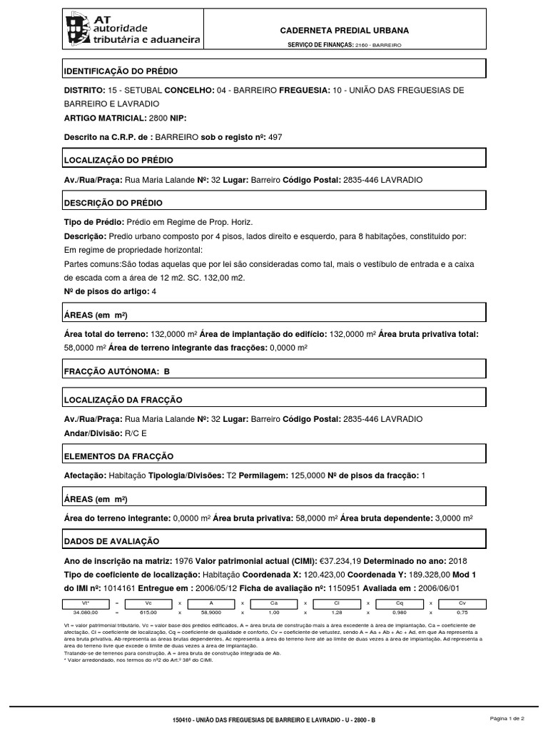 Caderneta Predial Betty | PDF