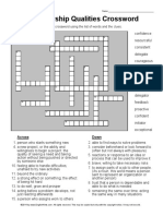 Leadership Qualities Crossword: Solve The Crossword Using The List of Words and The Clues