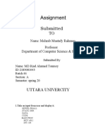 Uttara Univercity: Name: Mehrab Mustafy Rahman Professor Department of Computer Science & Engineering