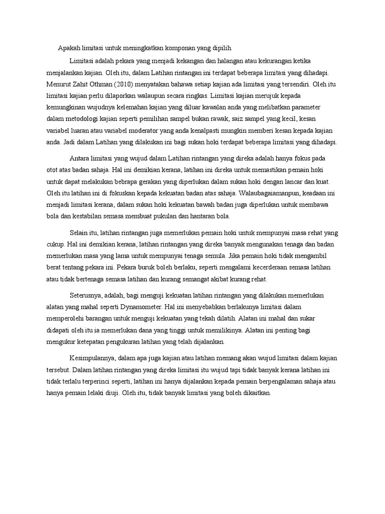 Limitasi Latihan Rintangan Hoki | PDF | Karier & Perkembangan