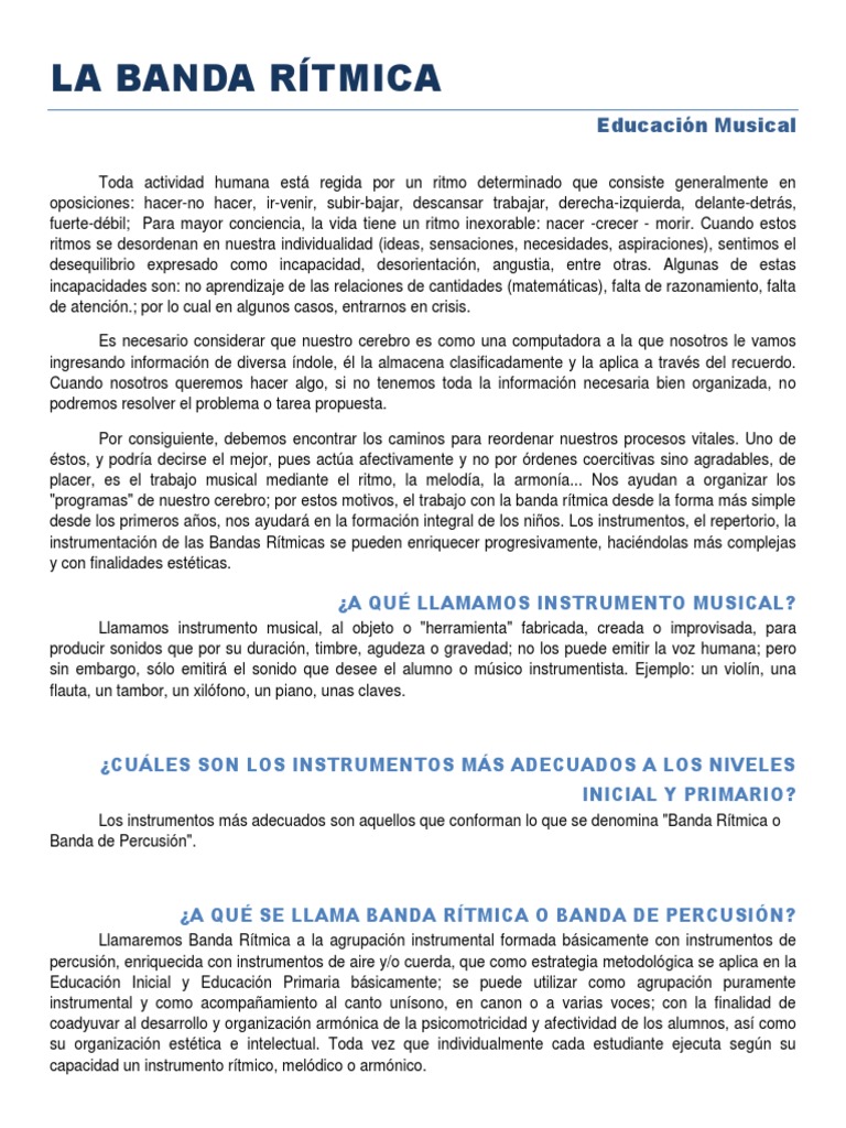 La Banda Rítmica | PDF | Ritmo | Instrumentos musicales