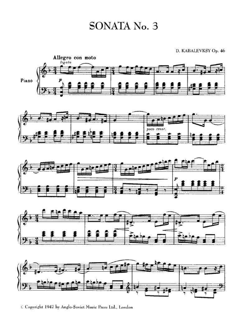 Kabalevsky Piano Sonata 3 Op.46 | PDF
