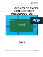 Tutorial para Las Aplicaciones de Excel 2013 en Costos y Presupuestos