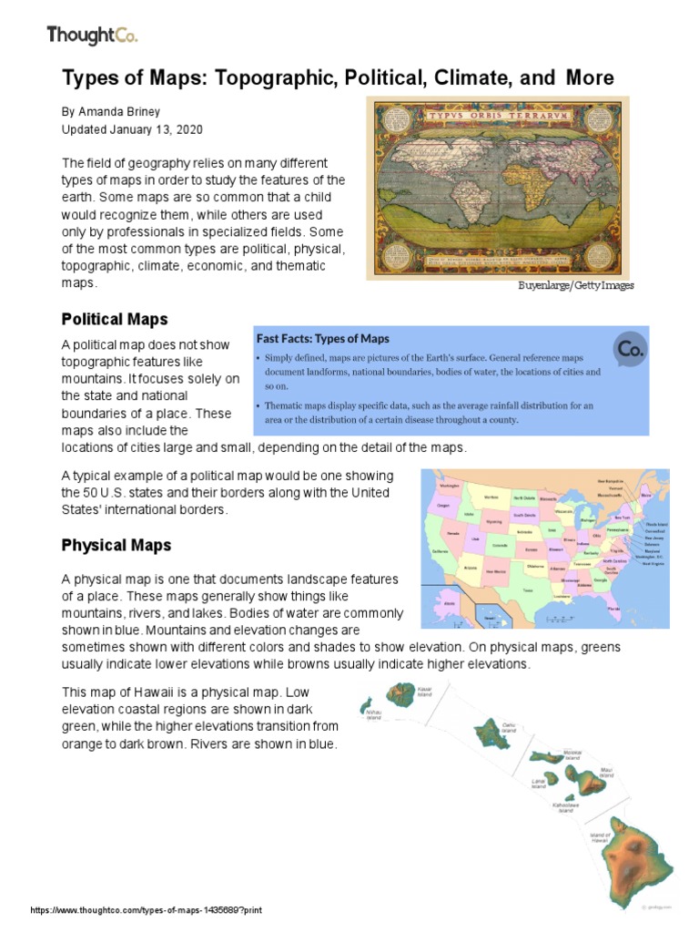 Types of Maps: Topographic, Political, Climate, and More | PDF | Map ...