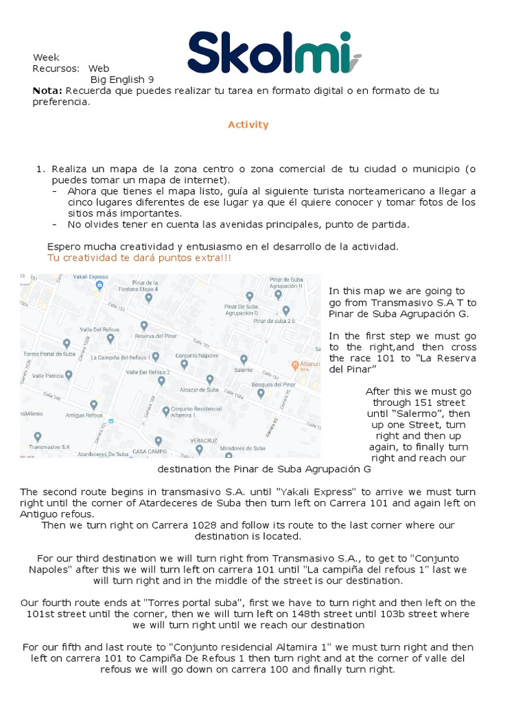 Mapa turístico y rutas en Suba | PDF