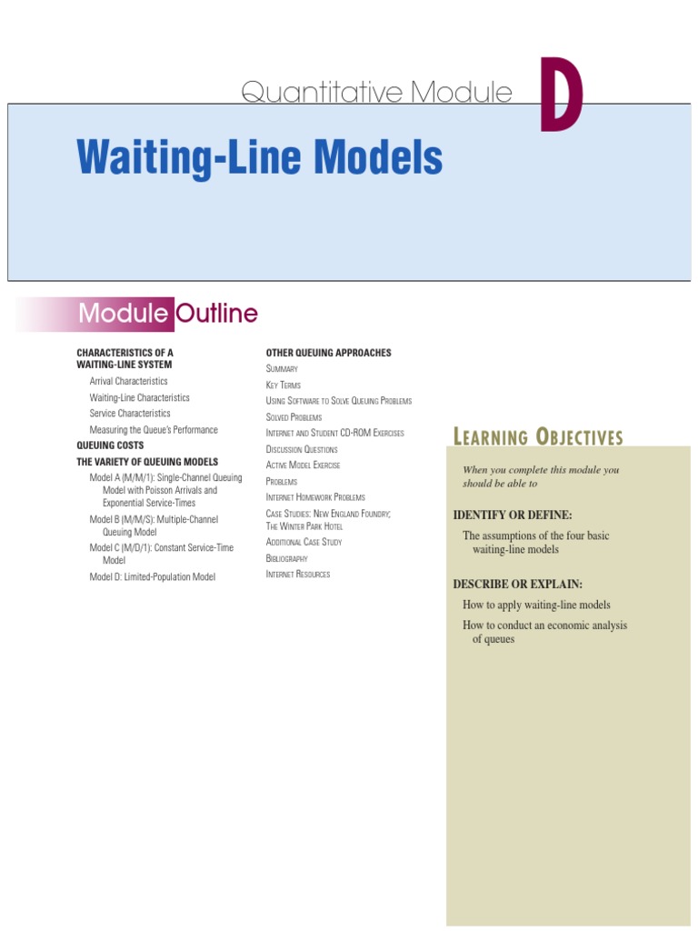 Waiting-Line Models: Quantitative Module | PDF | Business | Computers