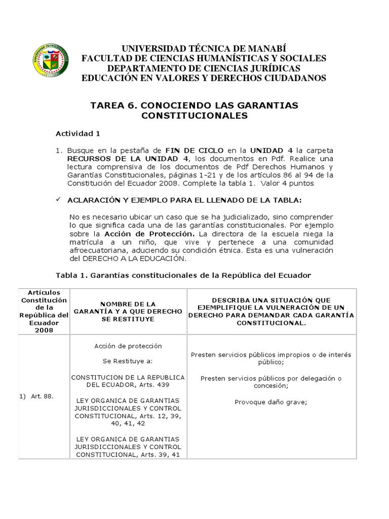Garantías Constitucionales en Ecuador | PDF | Derecho Constitucional ...
