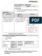 Actividad de Aprendizaje 1º Grado 09-08-2021