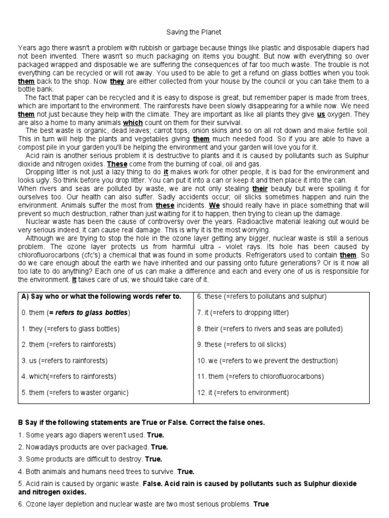 Saving The Planet Pdf Natural Environment Waste