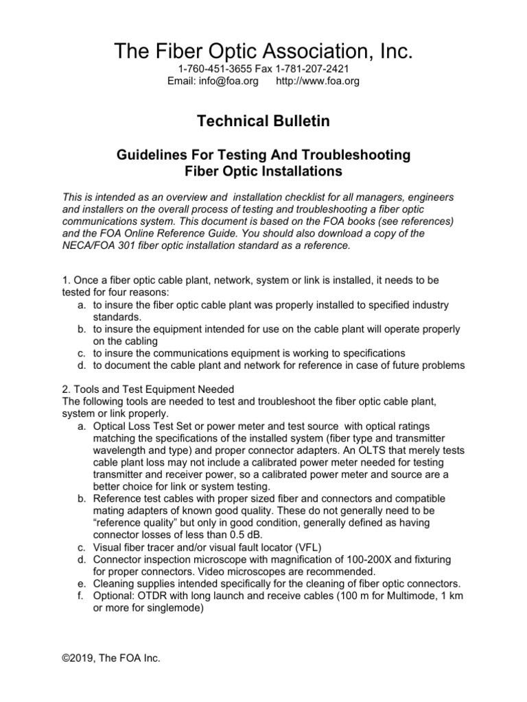 Guidelines For Testing and Troubleshooting | PDF | Optical Fiber ...