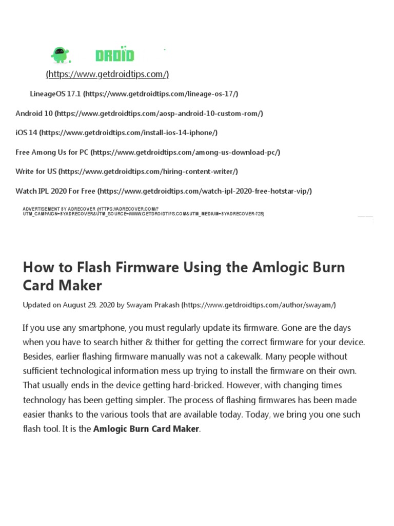 Amlogic Burn Card Maker and How To Use It PDF Android (Operating