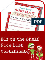 Elf On The Shelf Nice List Certificate
