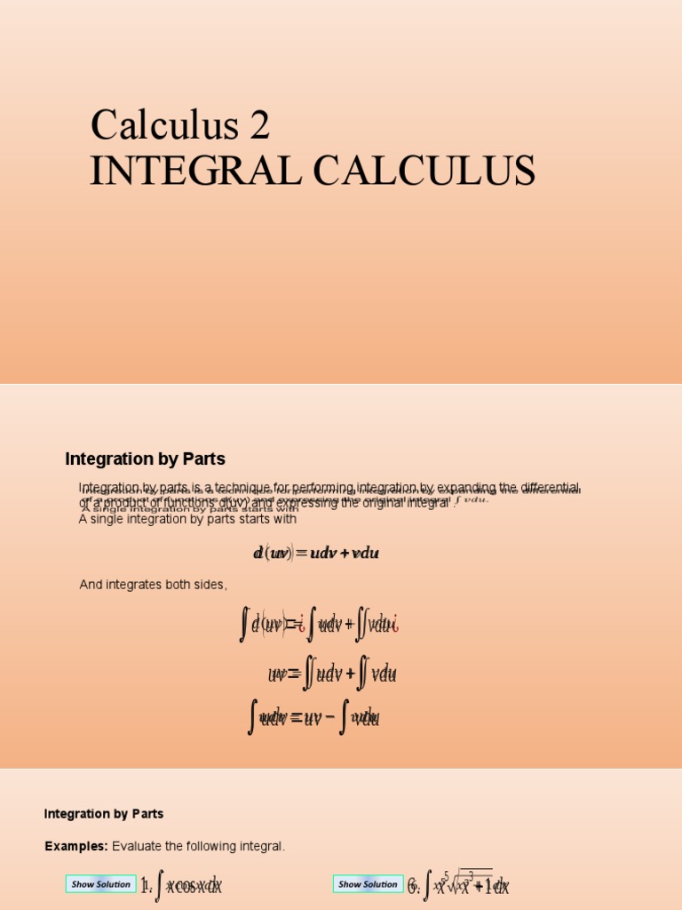 Integration by Parts in Calculus 2 | PDF | Integral | Trigonometric ...