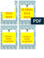 Summa Tive Test Summa Tive Test: Weekly Home Learning Plan Weekly Home Learning Plan