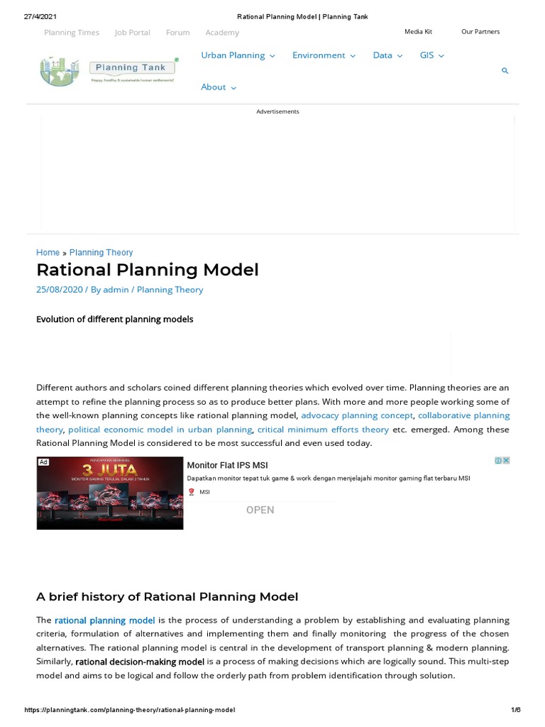 Rational Planning Model Planning Tank PDF Rationality Cognition