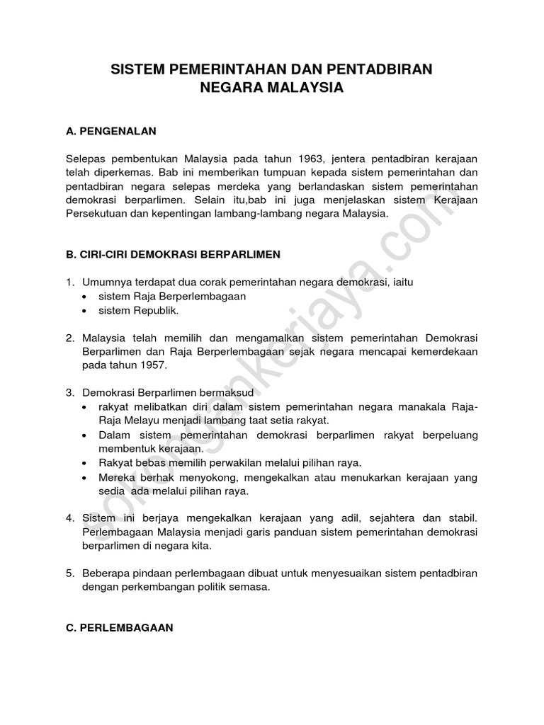 Sistem Pemerintahan Pentadbiran Pdf