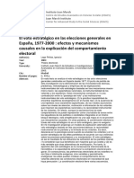 El Voto Estratégico en Las Elecciones Generales en España, 1977-2000: Efectos y Mecanismos Causales en La Explicación Del Comportamiento Electoral