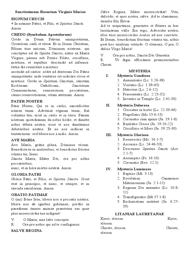 Holy Rosary Latin Spanish | PDF | María, madre de Jesús | Cristo (título)