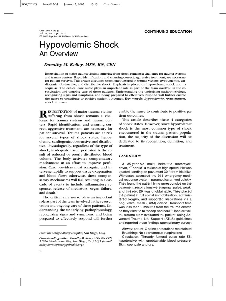 Hypovolemic Shock: An Overview | PDF | Shock (Circulatory) | Heart