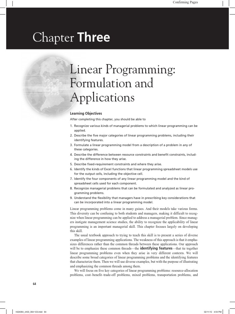 Chapter Three: Linear Programming: Formulation and Applications | PDF ...